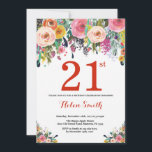 Floral 21st Birthday Invitation Red Kaart<br><div class="desc">Floral 21ste verjaardag uitnodiging voor vrouwen. Waterverf bloem. Rood, roze, geel, Oranje, Paars ventilator. Volwassen verjaardag. 30e 40e 50e 60e 70e 90e 100e 13e 15e 16e 18e 20e 21e elke leeftijd. Voor verdere aanpassing, te klikken gelieve de knoop "van de Aanpassing het"en ons ontwerphulpmiddel te gebruiken om deze sjabloon te...</div>