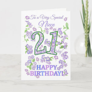  Floral 21st Birthday Zeer speciale nicht Kaart