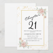 Floral 21ste uitnodiging van de verjaardag (Voorkant / Achterkant)