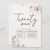 Floral 21ste Verjaardagsfeest Kaart (Voorkant)