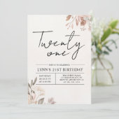 Floral 21ste Verjaardagsfeest Kaart (Staand voorkant)