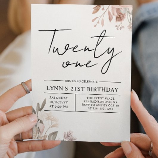 Floral 21ste Verjaardagsfeest Kaart