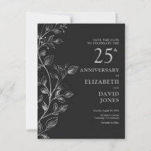 Floral 25th Wedding Jubileum Bewaar de datum