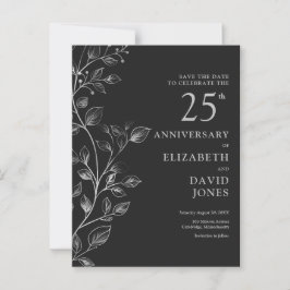 Floral 25th Wedding Jubileum Bewaar de datum Briefkaart