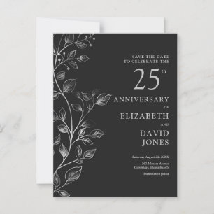 Floral 25th Wedding Jubileum Bewaar de datum Briefkaart