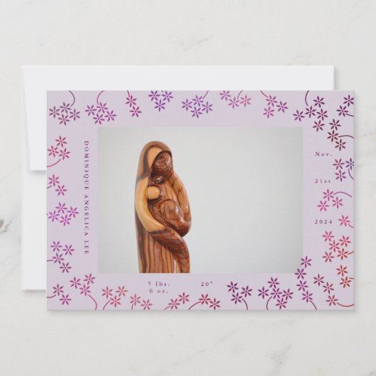 Floral 2 Photo Birth Announcement Aankondiging (Voorkant)