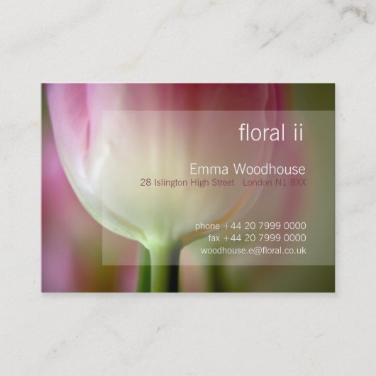 Floral 2 - Visitekaartje met roze tulpen (Voorkant)