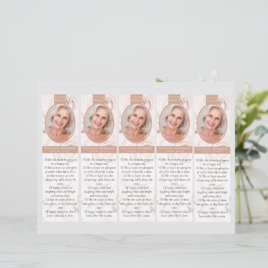 Floral 2x7" DIY Funeral Bladwijzer Sjabloon (Staand voorkant)