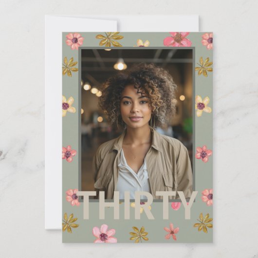 Floral 30 Dertig Verjaardagsfeest Boho Modern  Kaart (Voorkant)