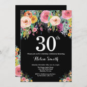Floral 30th Birthday Invitation Kaart (Voorkant / Achterkant)
