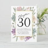 Floral 30th Birthday Invitation Kaart (Staand voorkant)