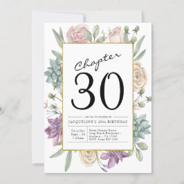 Floral 30th Birthday Invitation Kaart