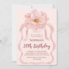 Floral 30th Birthday Invitation Kaart