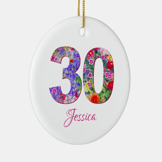 Floral 30th Birthday Ornament (Rechts)