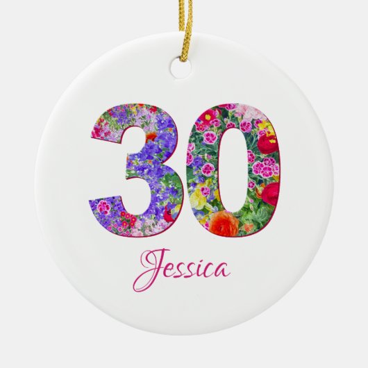 Floral 30th Birthday Ornament (Voorkant)