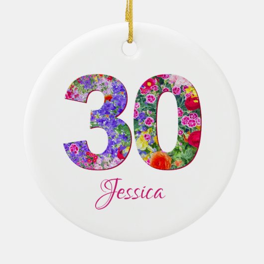 Floral 30th Birthday Ornament (Achterkant)