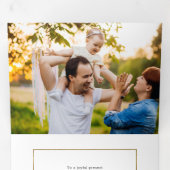 Floral 3-foto Gold Prettige feestdagen script Drieluik Wenskaart (Binnenzijde eerst)