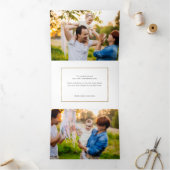 Floral 3-foto Gold Prettige feestdagen script Drieluik Wenskaart (Binnen)