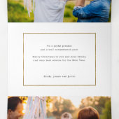 Floral 3-foto Gold Prettige feestdagen script Drieluik Wenskaart (Binnenkant midden)