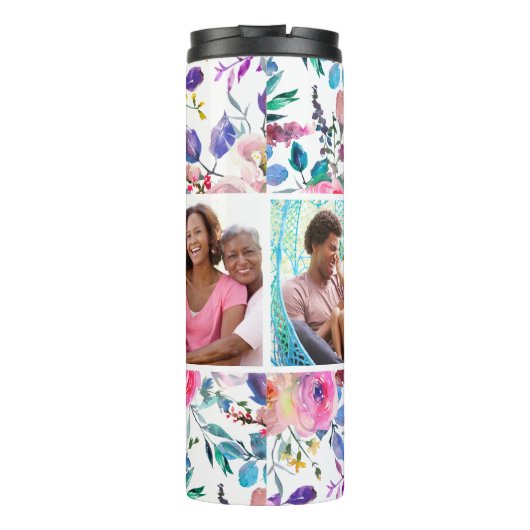  Floral 3 Foto Monogram Thermosbeker (Achterkant)