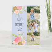 Floral 3 Foto roze Happy Mothers Day Kaart (Voorkant)