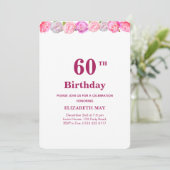 Floral 40th, 60th Birthday on Burgundy & White Kaart (Staand voorkant)
