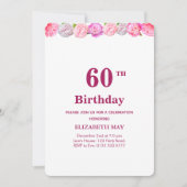 Floral 40th, 60th Birthday on Burgundy & White Kaart (Voorkant)