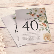 Floral 40th Birthday Budget Invitation