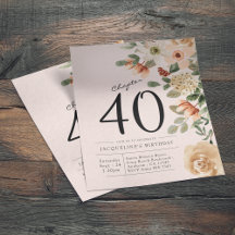Floral 40th Birthday Budget Invitation