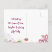 Floral 40th Birthday - Pastel 40 Bewaar de datum Briefkaart (Achterkant)