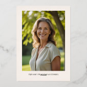 Floral 40th Custom Photo Surprise Verjaardag Folie Uitnodiging (Achterkant)