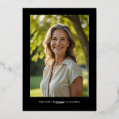 Floral 40th Custom Photo Surprise Verjaardag Folie Uitnodiging (Achterkant)