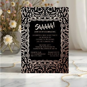 Floral 40th Custom Photo Surprise Verjaardag Folie Uitnodiging