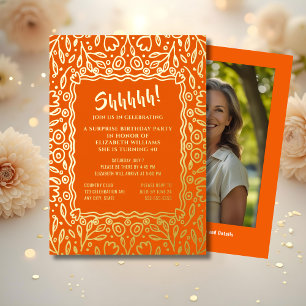 Floral 40th Custom Photo Surprise Verjaardag Folie Uitnodiging
