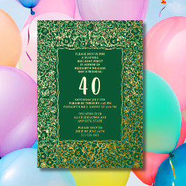 Floral 40th Surprise Verjaardag Sjabloon Green Gol