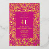 Floral 40th Surprise Verjaardag Sjabloon Roze Unie (Voorkant)