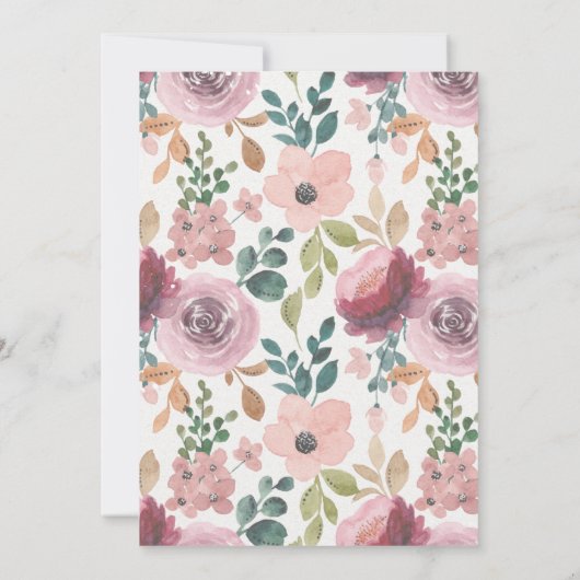 Floral 42e verjaardag uitnodigingen Chic Waterverf (Achterkant)