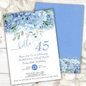 Floral 45th Birthday Blue Hydrangeas Waterverf Kaart