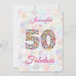 Floral 50 en Fabulous 50th Birthday Celebration Kaart