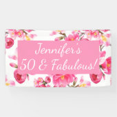 Floral 50 en Fabulous 50th Birthday Spandoek (Horizontaal)
