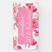 Floral 50 en Fabulous 50th Birthday Spandoek (Verticaal)