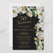 Floral 50e Jubileum zwart-wit Kaart (Voorkant)