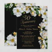 Floral 50e Jubileum zwart-wit Kaart (Voorkant / Achterkant)