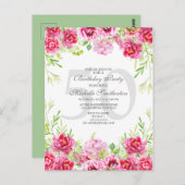 Floral 50e verjaardag van de uitnodiging van de ro (Voorkant / Achterkant)