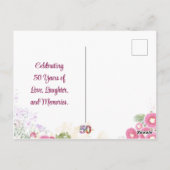 Floral 50ste verjaardag - Elegant 50 Save the Date Briefkaart (Achterkant)