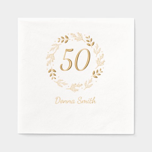 Floral 50ste verjaardag folie servetten (Voorkant)