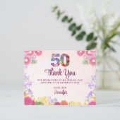 Floral 50ste Verjaardagsfeest / Pastel 50 Bedankt Briefkaart (Staand voorkant)