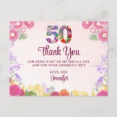 Floral 50ste Verjaardagsfeest / Pastel 50 Bedankt Briefkaart (Voorkant)