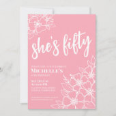 Floral 50ste verjaardagsfeestje kaart (Voorkant)