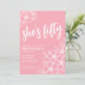 Floral 50ste verjaardagsfeestje kaart (Staand voorkant)